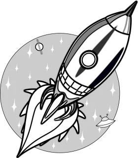 Vintage Space Exploration Rocket Clipart: Retro Cosmic Voyage Design