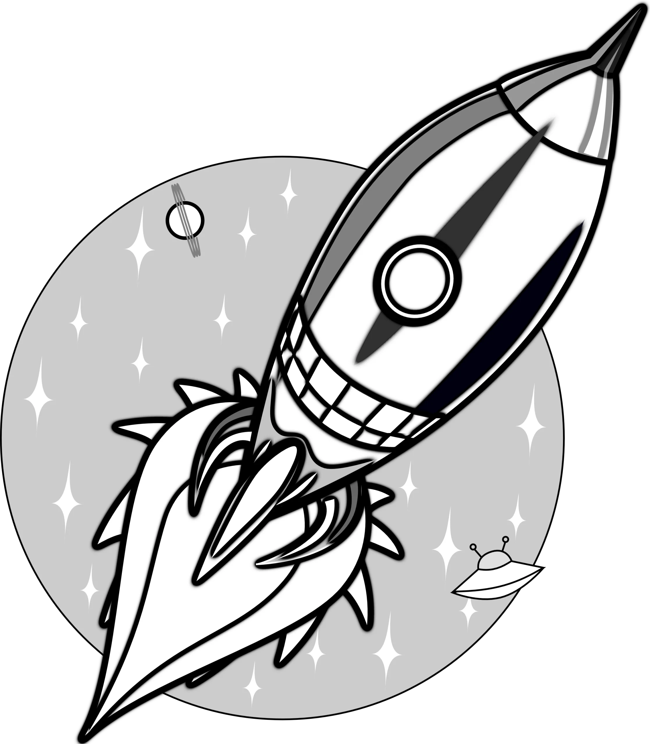 Vintage Space Exploration Rocket Clipart: Retro Cosmic Voyage Design