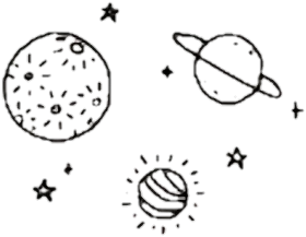 Whimsical Hand-Drawn Space Exploration Clipart with Celestial Bodies