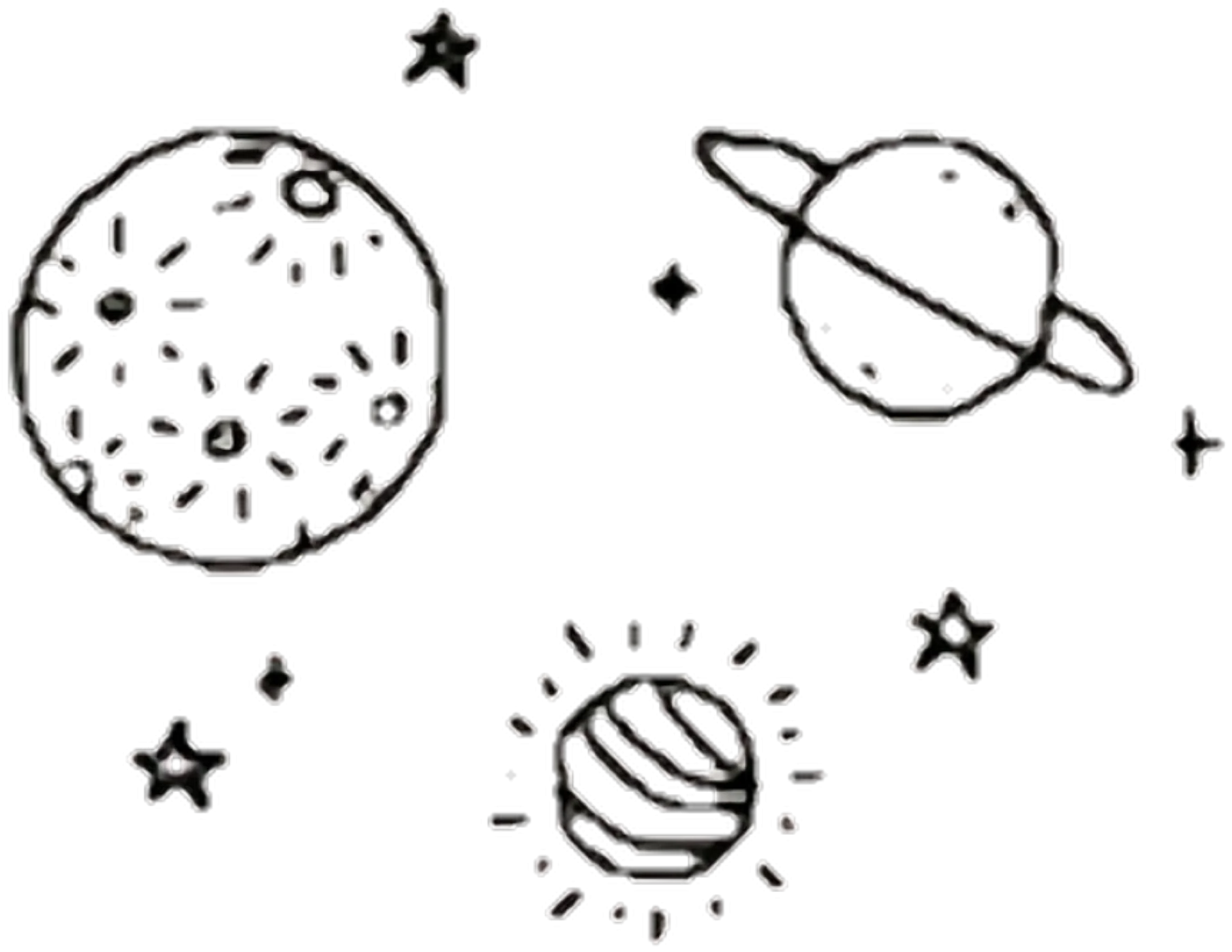 Whimsical Hand-Drawn Space Exploration Clipart with Celestial Bodies