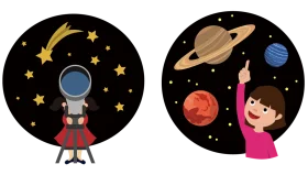 Whimsical Space Adventure Cartoon Clipart: Exploring Celestial Wonders