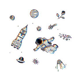 Whimsical Space Adventure Clipart: Cosmic Journey with Playful Illustrations