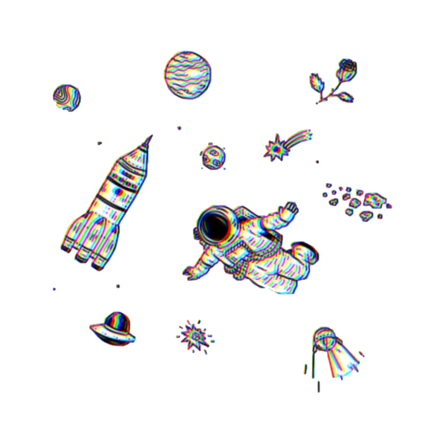 Whimsical Space Adventure Clipart: Cosmic Journey with Playful Illustrations