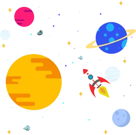 Whimsical Space Adventure Clipart: Playful Planets and Rocket Exploration