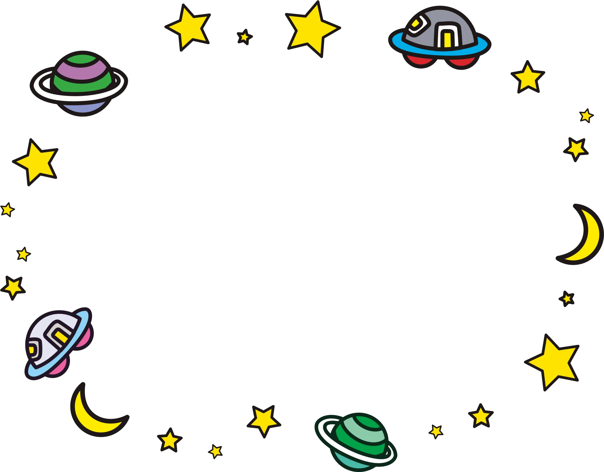 Whimsical Space Journey Clipart: Planets, Stars, and Celestial Wonder
