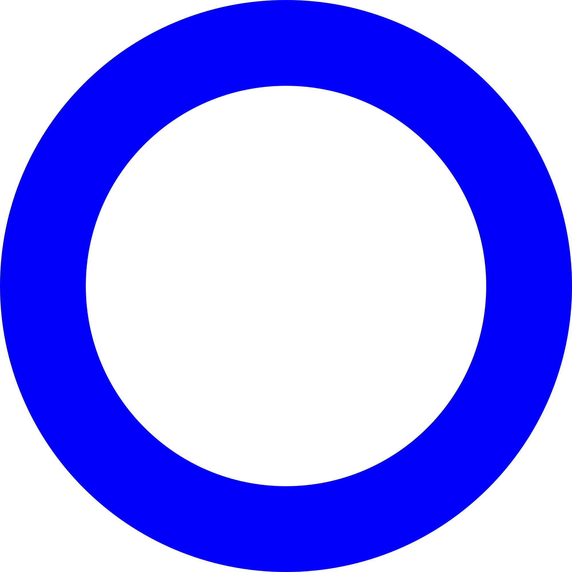 Bold Azure Blue Open Circle Geometric Minimalist Clipart Design Element