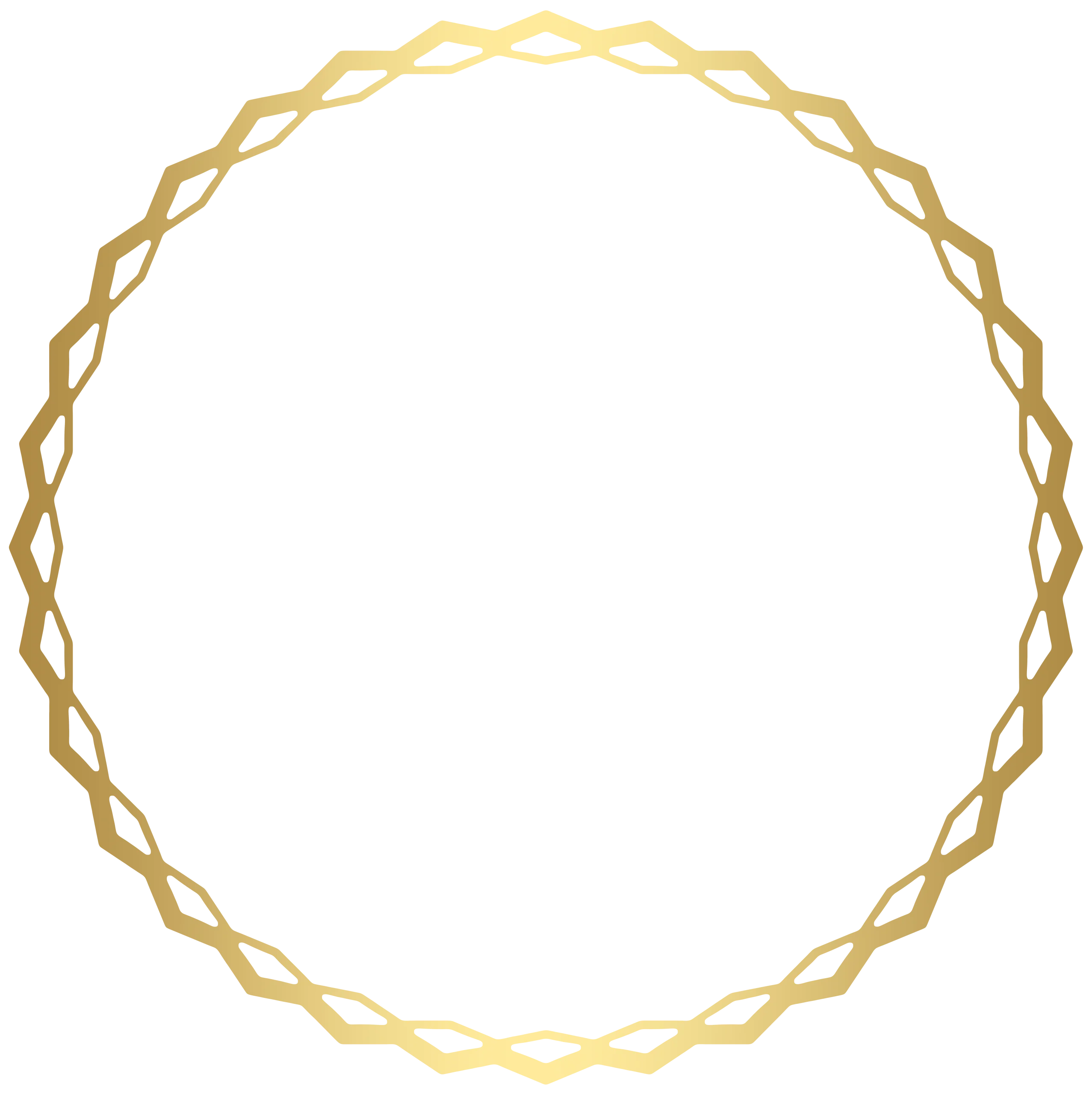 Elegant Golden Wavy Intertwined Circular Border Clipart Design