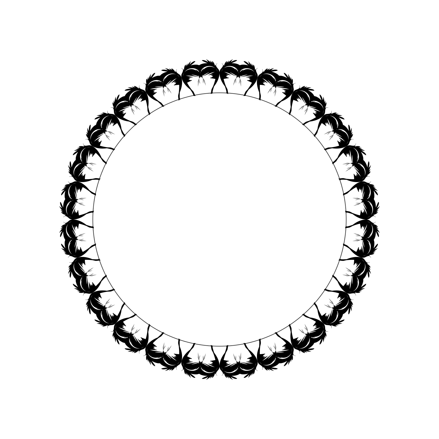 Intricate Black and White Symmetrical Circular Ornamental Clipart Design