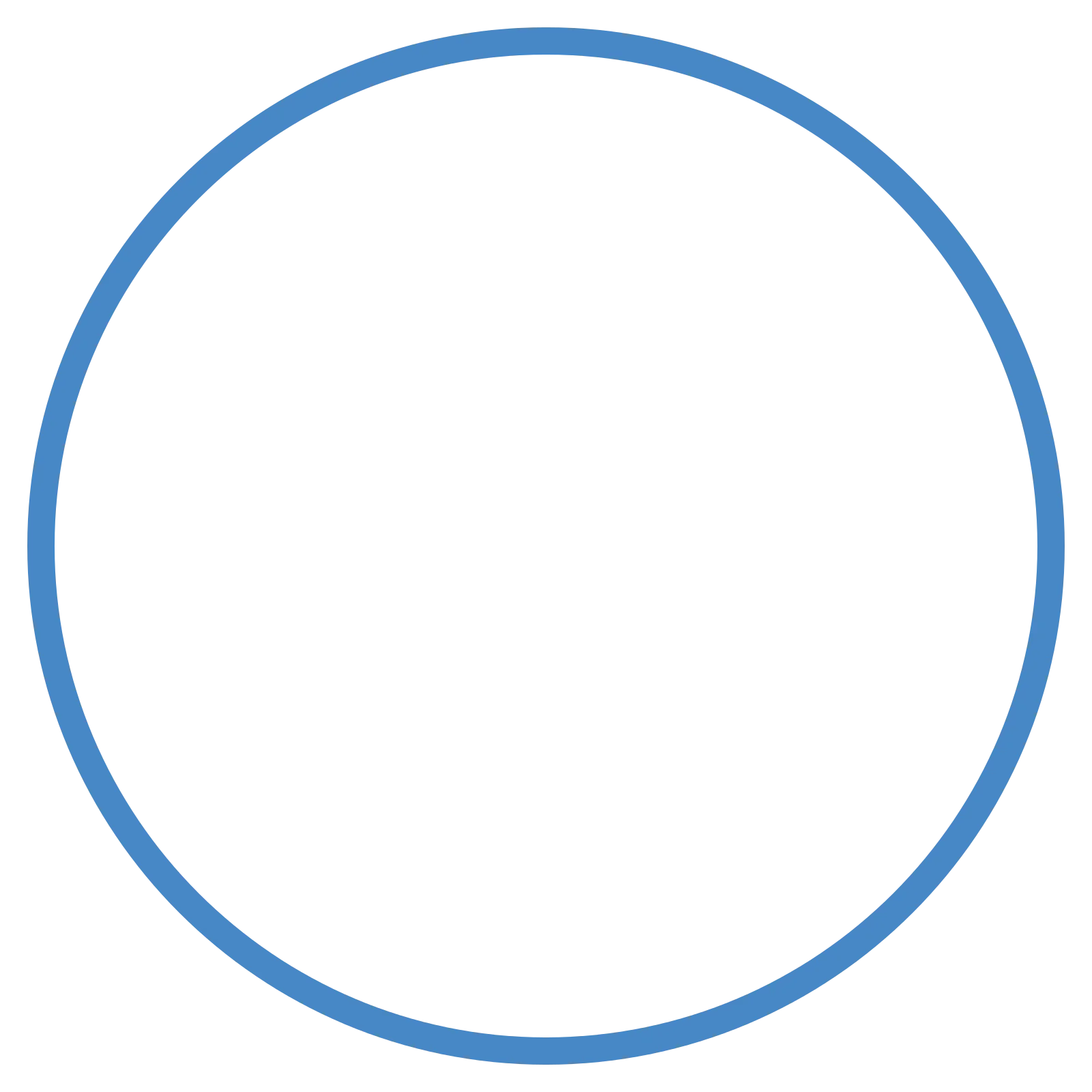 Minimalist Blue Outline Circle Clipart Design with Clean Geometric Precision