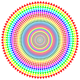 Radiant Rainbow Geometric Mandala Clipart Design with Concentric Patterns