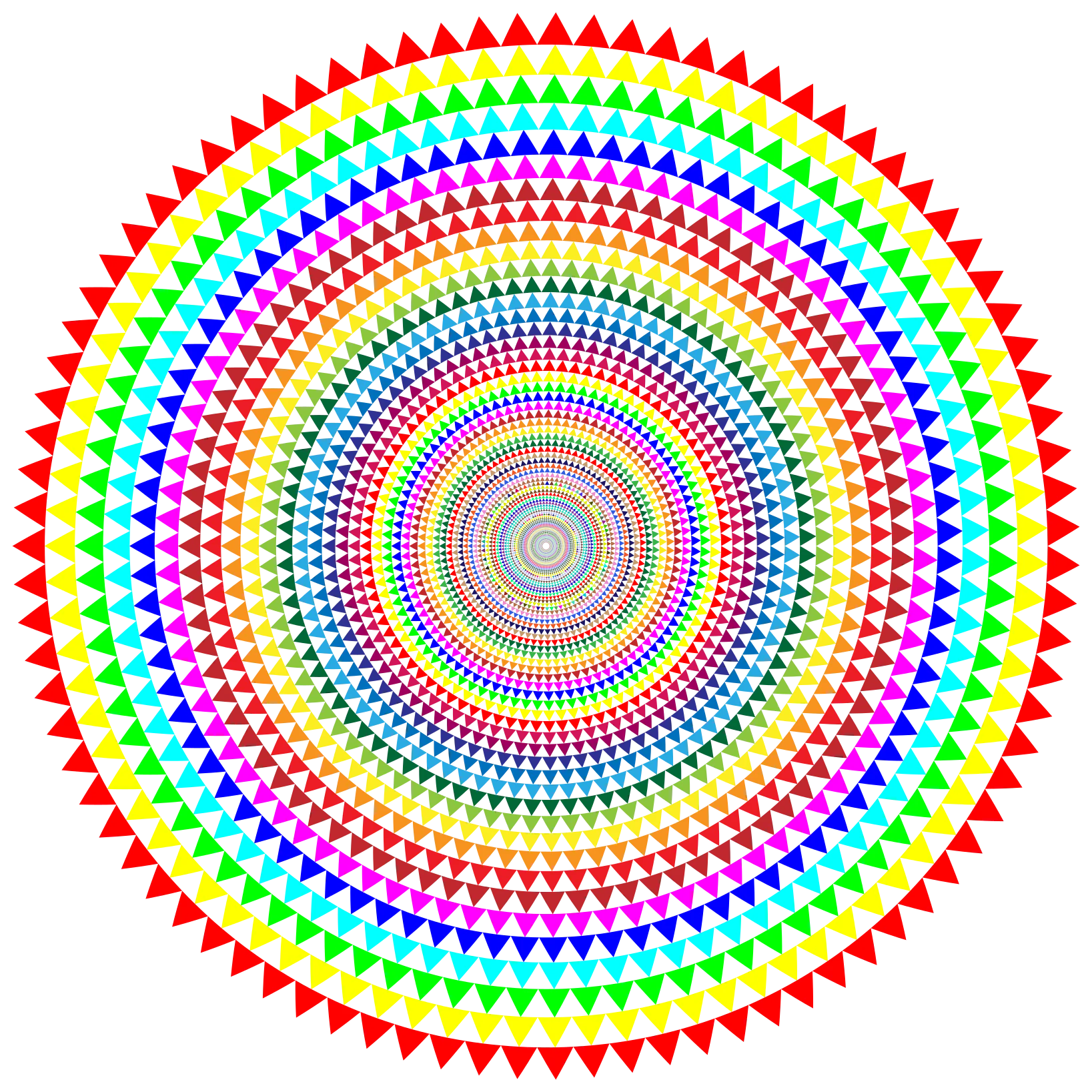 Radiant Rainbow Geometric Mandala Clipart Design with Concentric Patterns