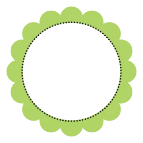 Soft Green Scalloped Edge Round Clipart Frame with Dotted Border Design