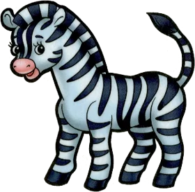 Adorable Cartoon Zebra Clipart: Playful Safari Animal Illustration for Kids