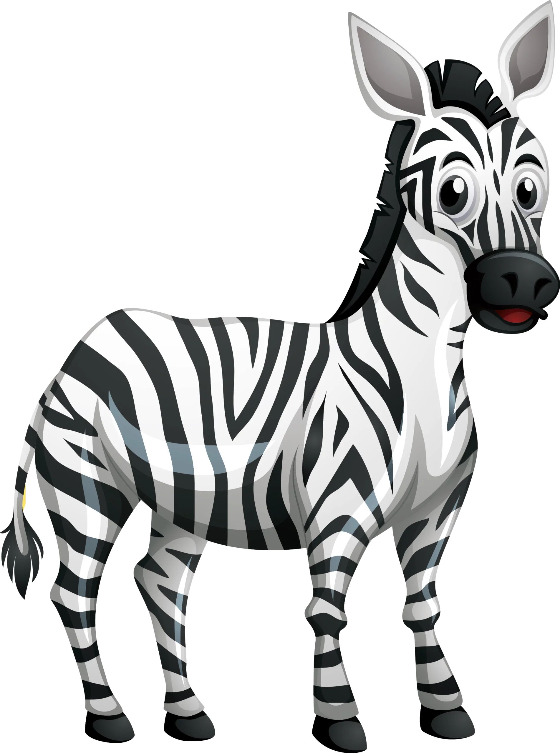 Adorable Cartoon Zebra Clipart with Playful Expression and Distinctive Stripes