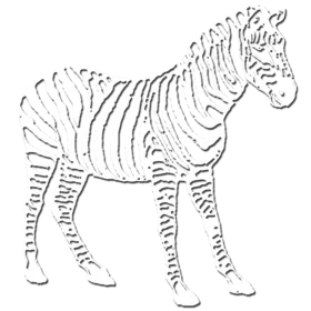 Black and White Hand-Drawn Zebra Clipart Illustration with Intricate Stripe Patterns