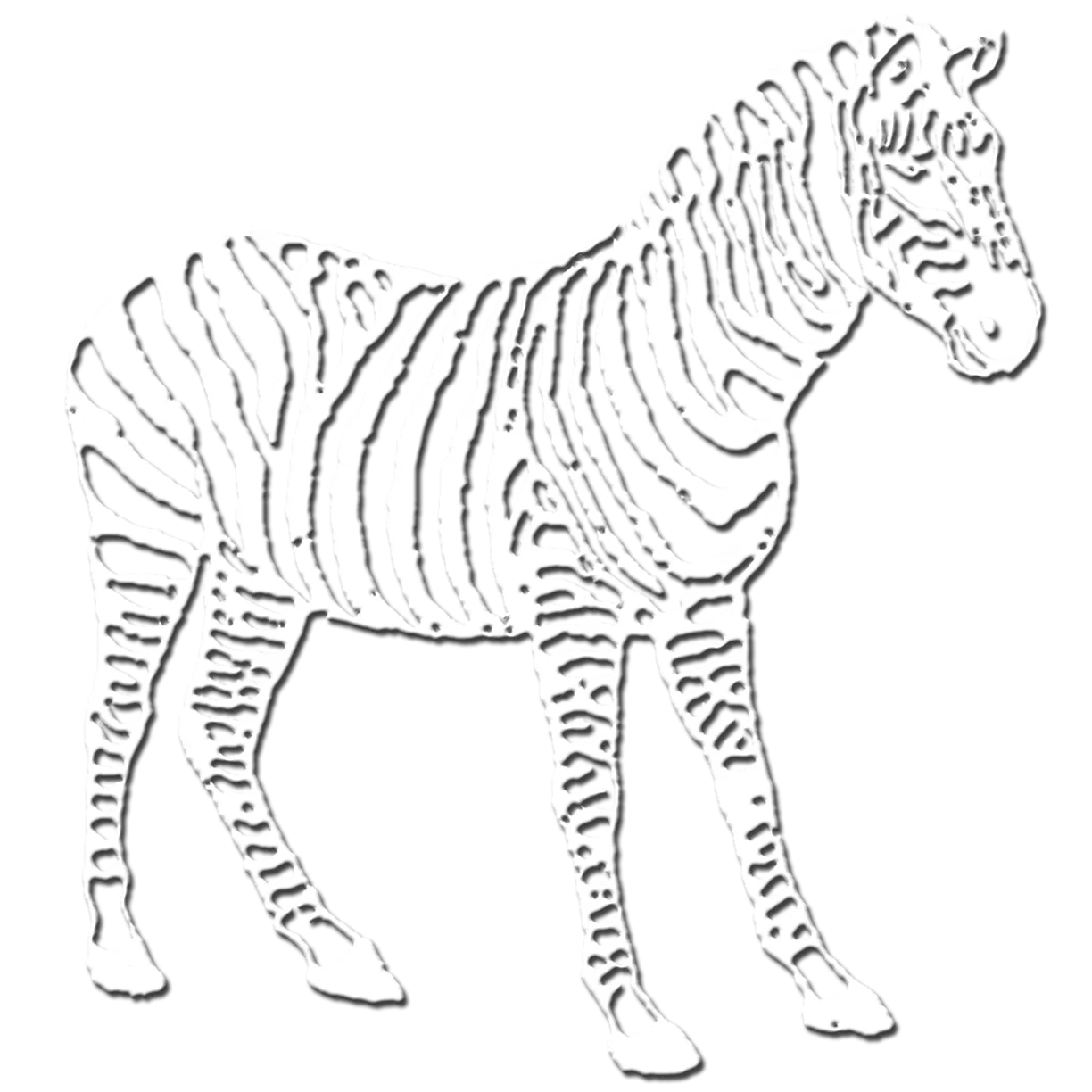 Black and White Hand-Drawn Zebra Clipart Illustration with Intricate Stripe Patterns