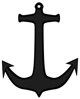 Classic Black Nautical Anchor Clipart with Sharp Pointed Flukes and Hanging Loop