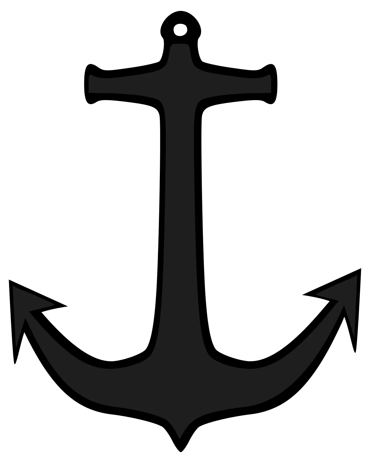 Classic Black Nautical Anchor Clipart with Sharp Pointed Flukes and Hanging Loop
