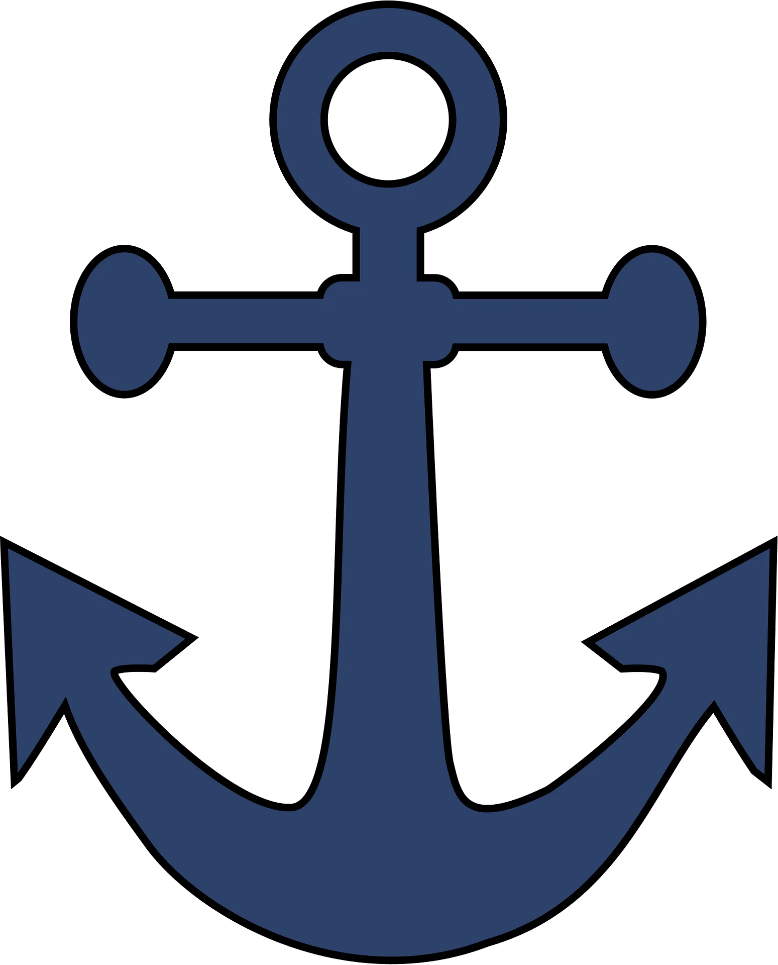 Classic Navy Blue Traditional Maritime Anchor Clipart Symbol Design
