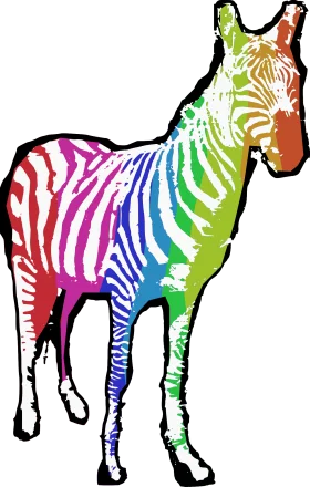 Colorful Rainbow Zebra Clipart: A Whimsical Artistic Illustration of Striped Elegance