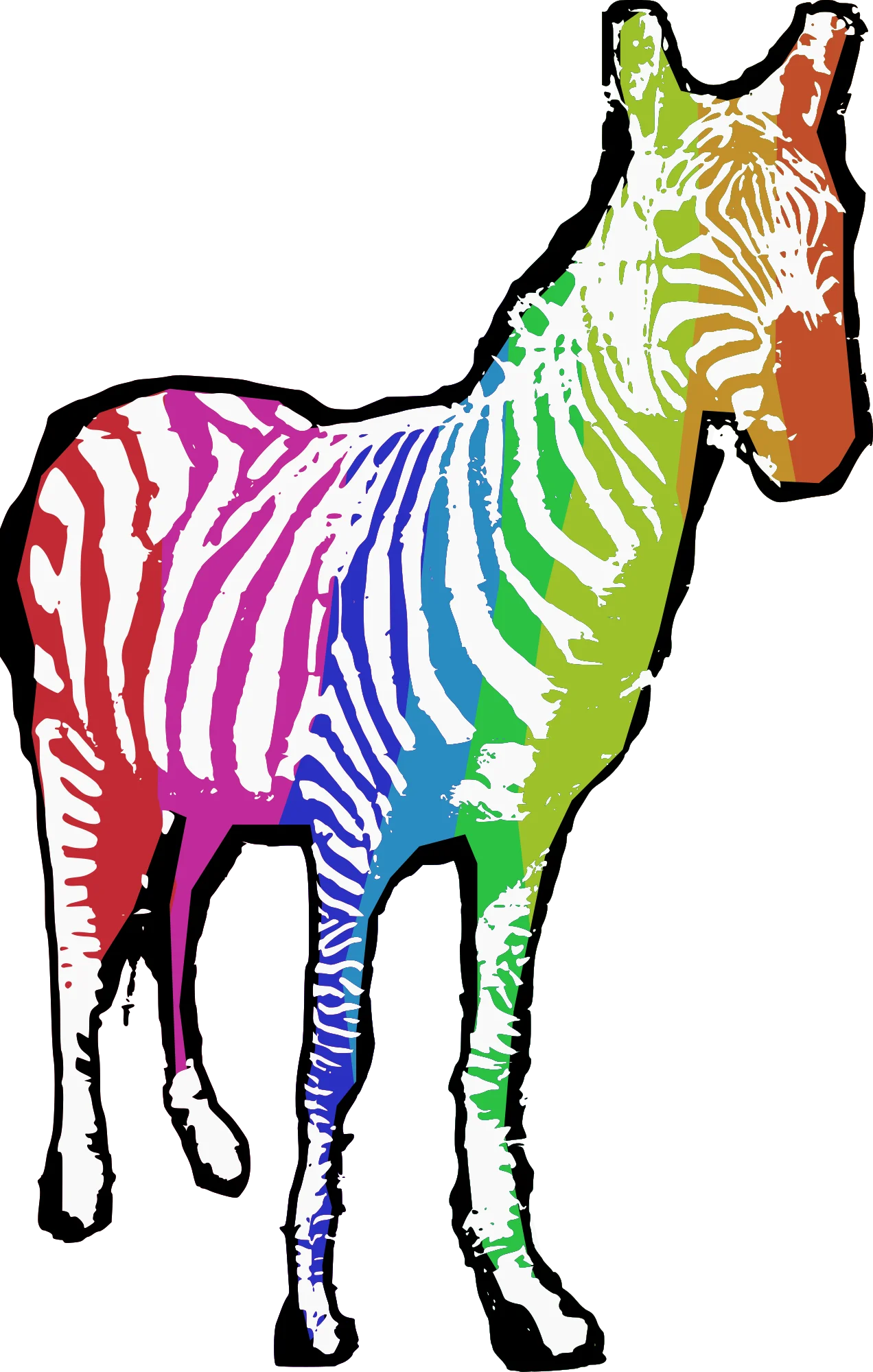 Colorful Rainbow Zebra Clipart: A Whimsical Artistic Illustration of Striped Elegance
