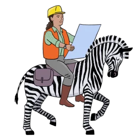 Construction Worker Riding Zebra Clipart: Unexpected Professional Adventure