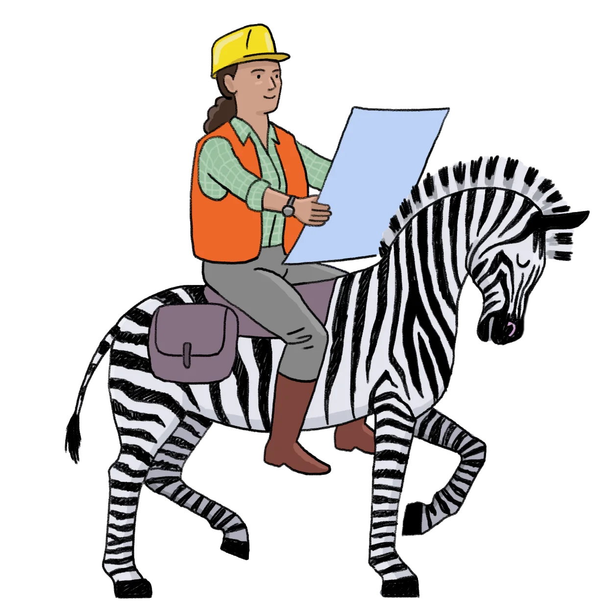 Construction Worker Riding Zebra Clipart: Unexpected Professional Adventure