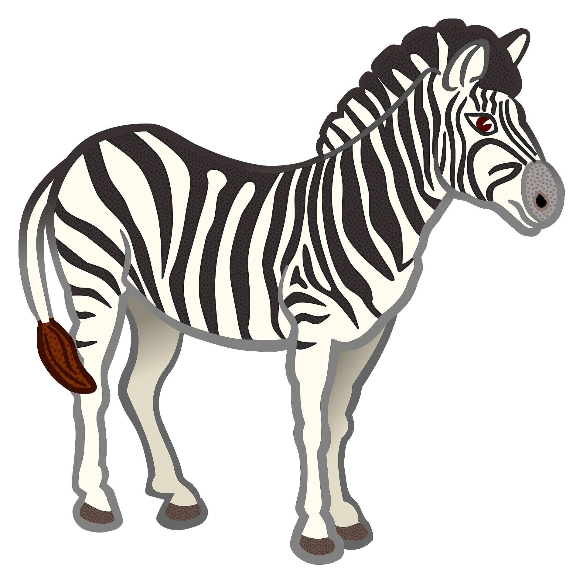 Detailed Cartoon Zebra Clipart Illustration with Black and White Stripes