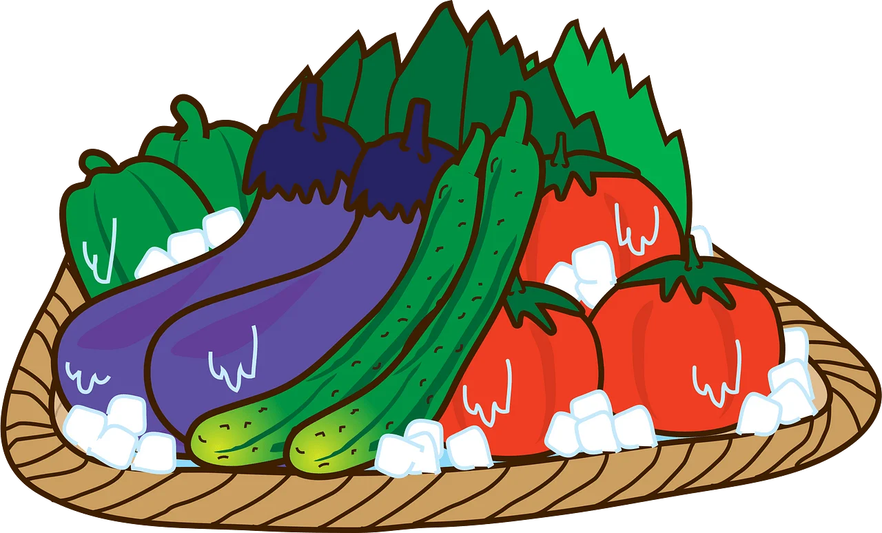 Diverse Vegetable Harvest Arrangement: A Colorful Culinary Clipart Illustration