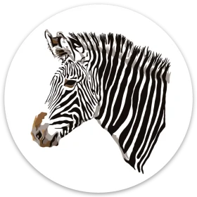 Elegant Black and White Zebra Head Clipart Profile Design