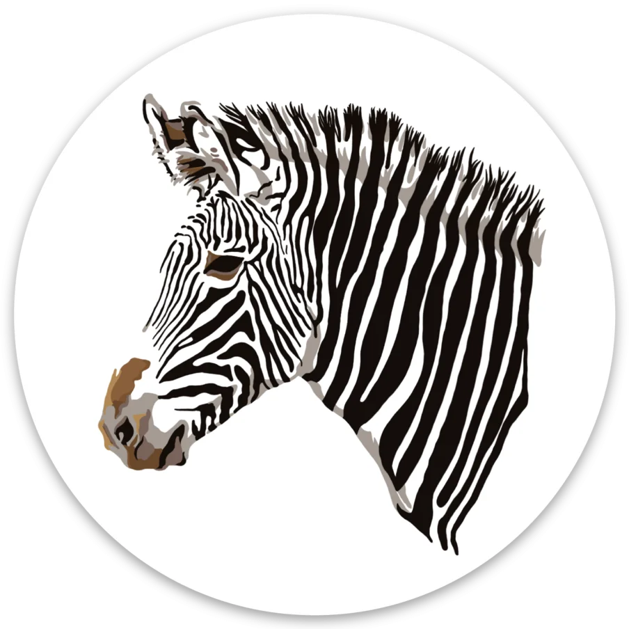 Elegant Black and White Zebra Head Clipart Profile Design