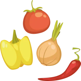 Fresh Garden Delights: Colorful Vegetable Clipart Collection with Organic Shapes