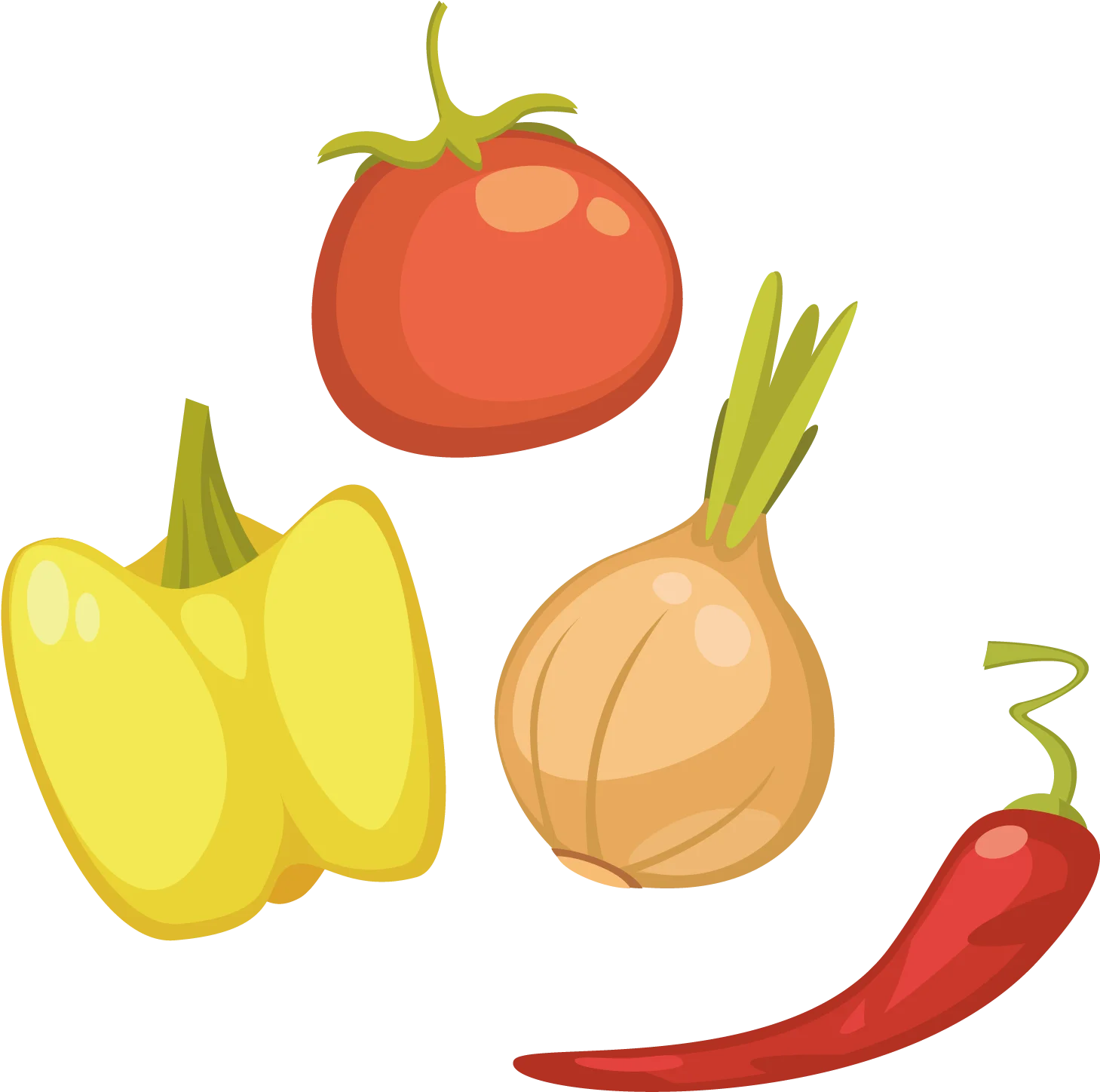 Fresh Garden Delights: Colorful Vegetable Clipart Collection with Organic Shapes