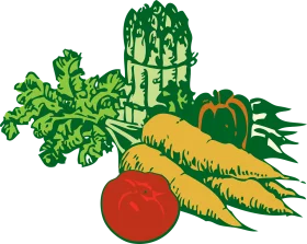 Fresh Garden Harvest Clipart: Colorful Illustration of Organic Vegetables