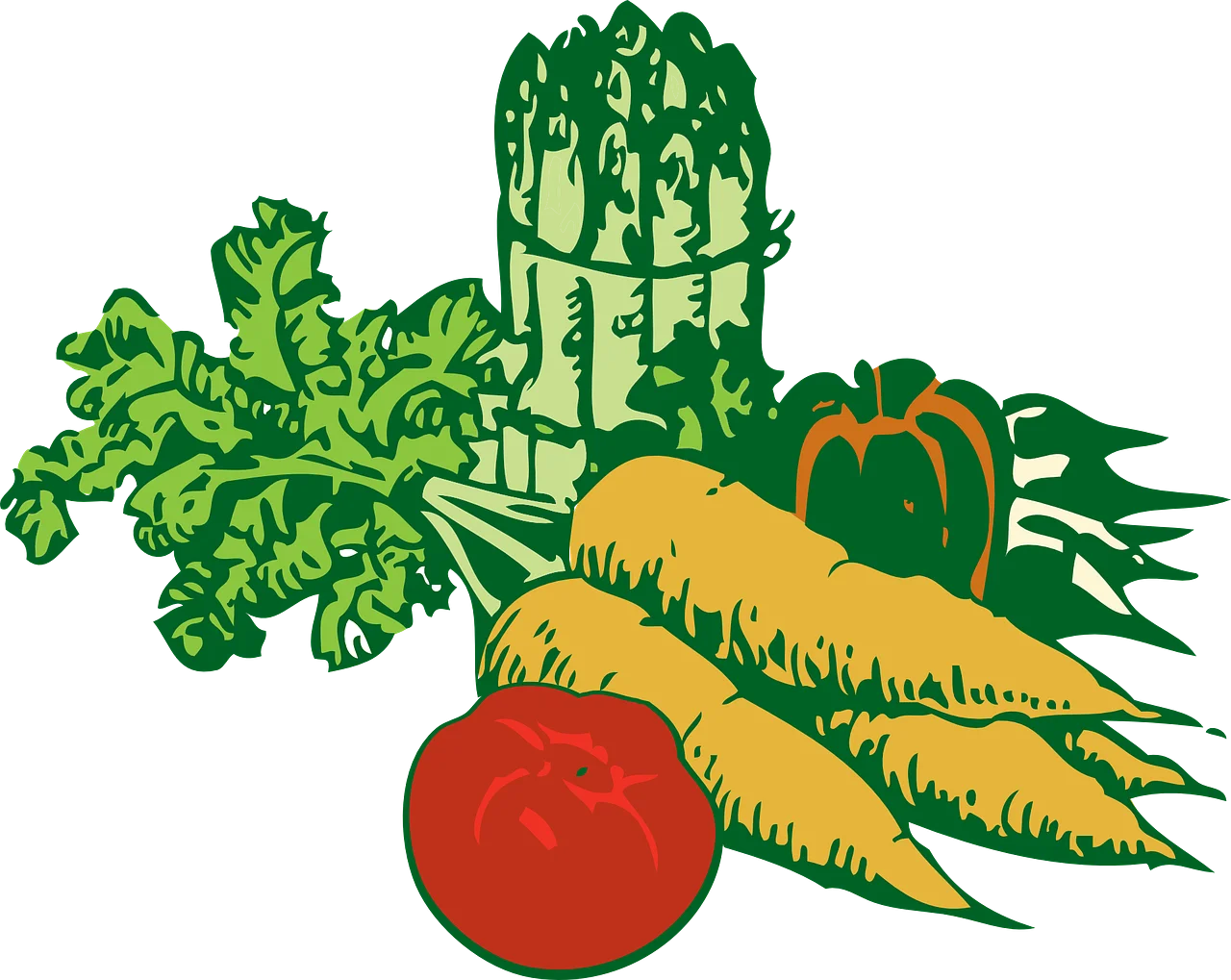 Fresh Garden Harvest Clipart: Colorful Illustration of Organic Vegetables