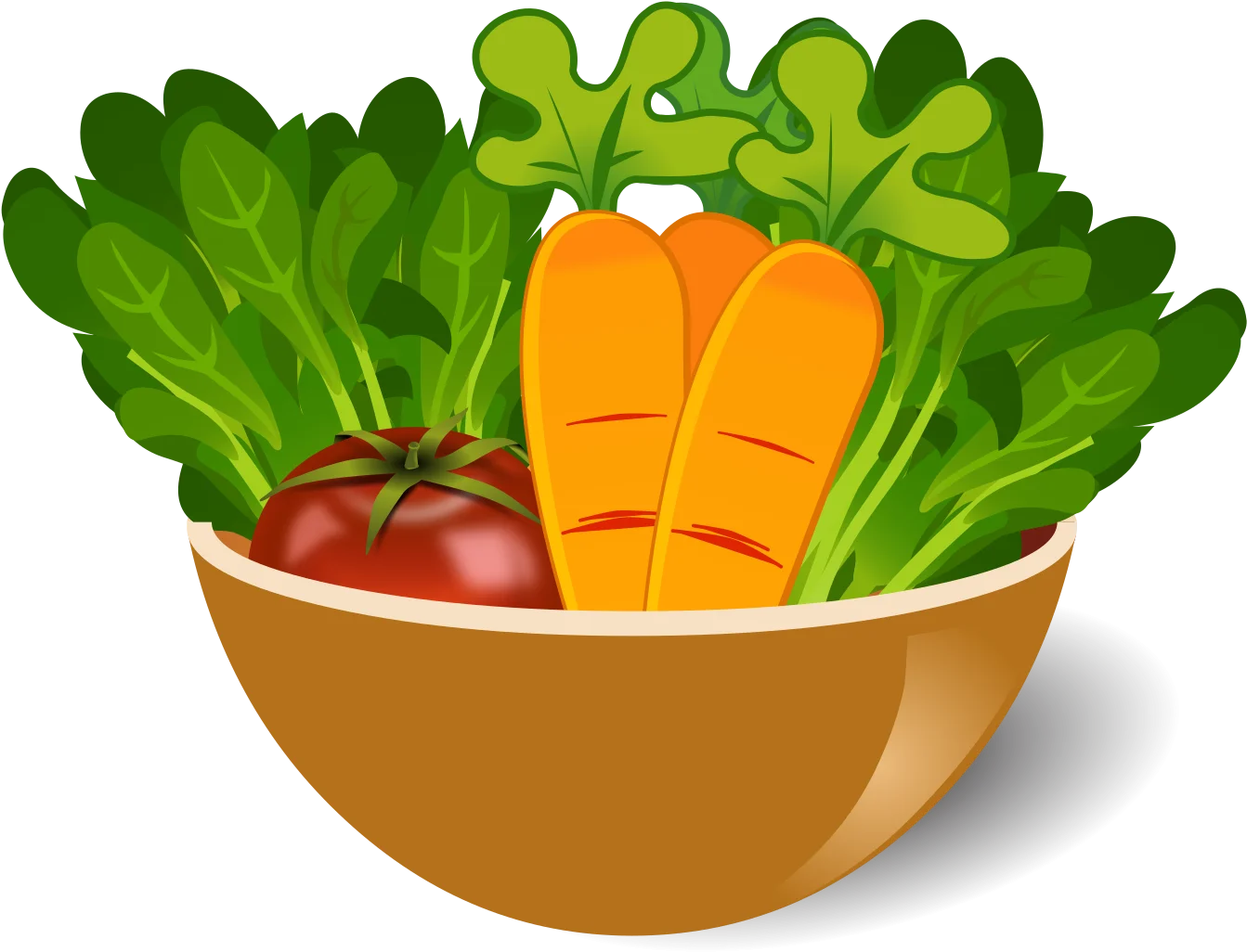 Fresh Garden Harvest Clipart: Nutritious Vegetables in a Warm Ceramic Bowl