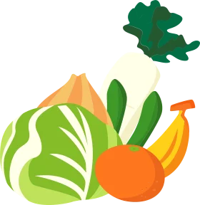 Fresh Garden Harvest Clipart: Stylized Vegetables and Fruits Illustration