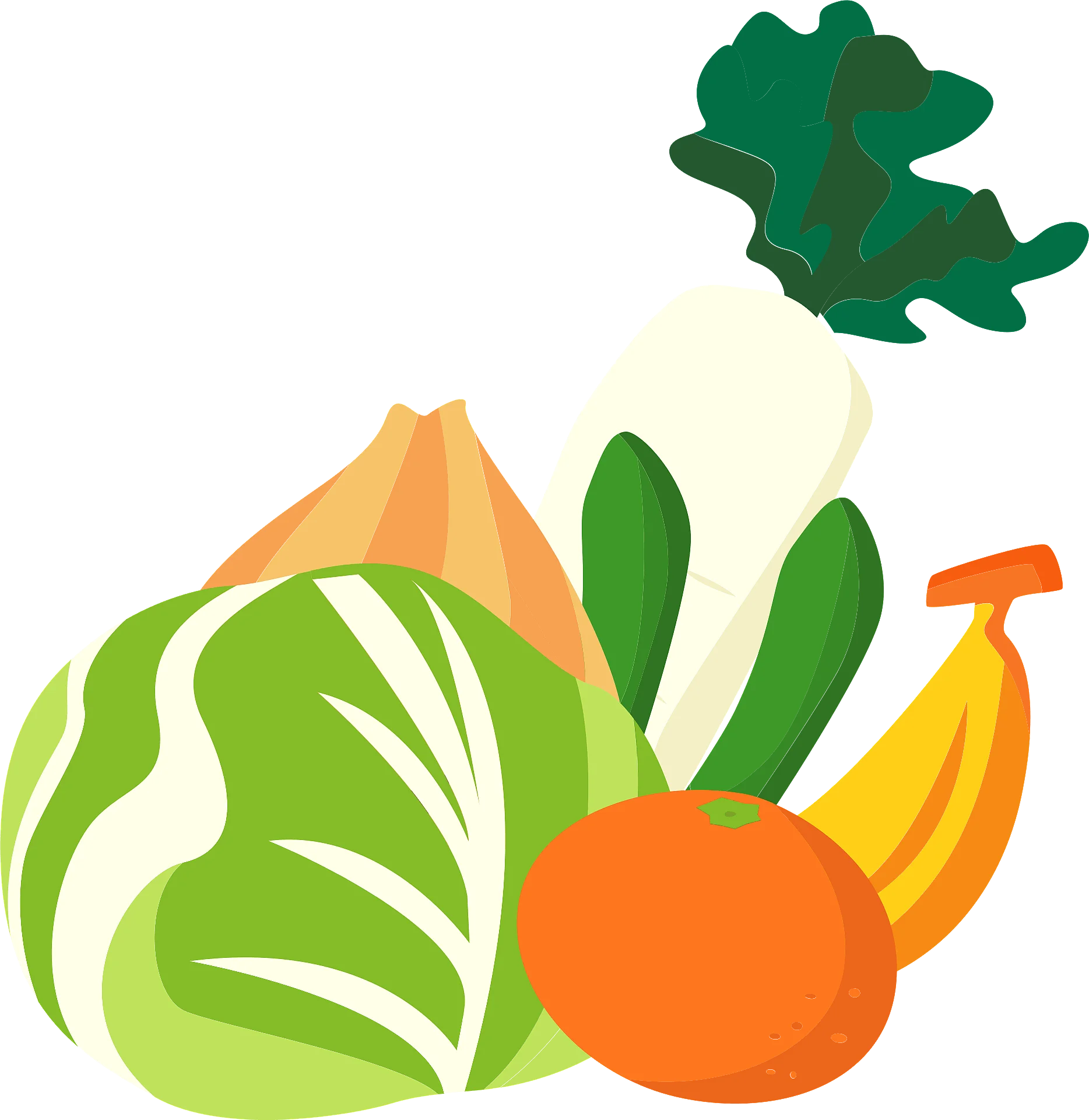 Fresh Garden Harvest Clipart: Stylized Vegetables and Fruits Illustration
