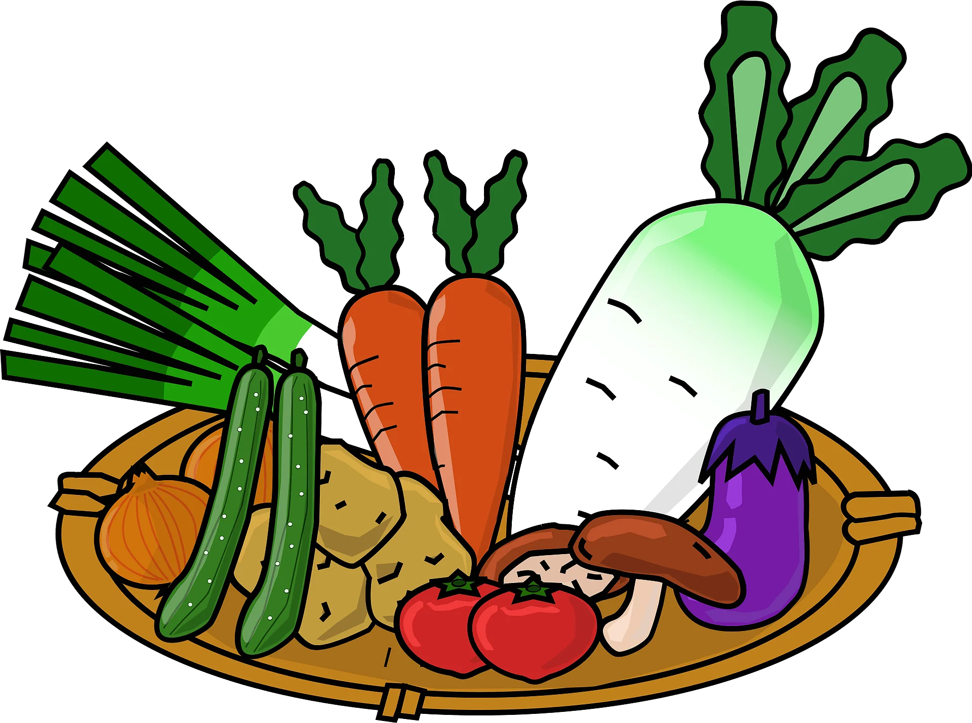 Fresh Garden Harvest Vegetables Clipart: A Colorful Illustration of Nutritious Produce