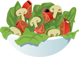 Fresh Garden Salad with Mushrooms and Peppers Illustrated Clipart Design
