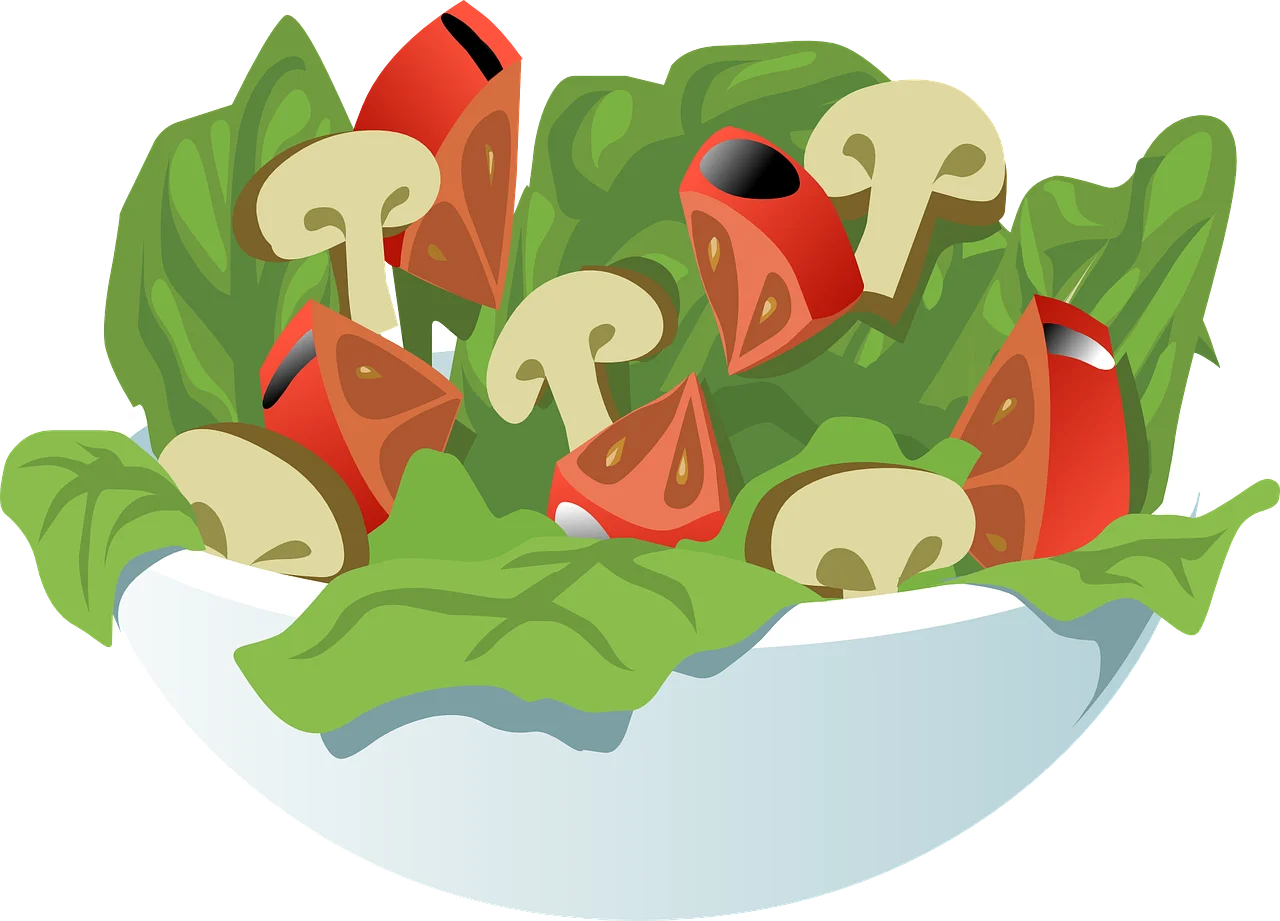 Fresh Garden Salad with Mushrooms and Peppers Illustrated Clipart Design