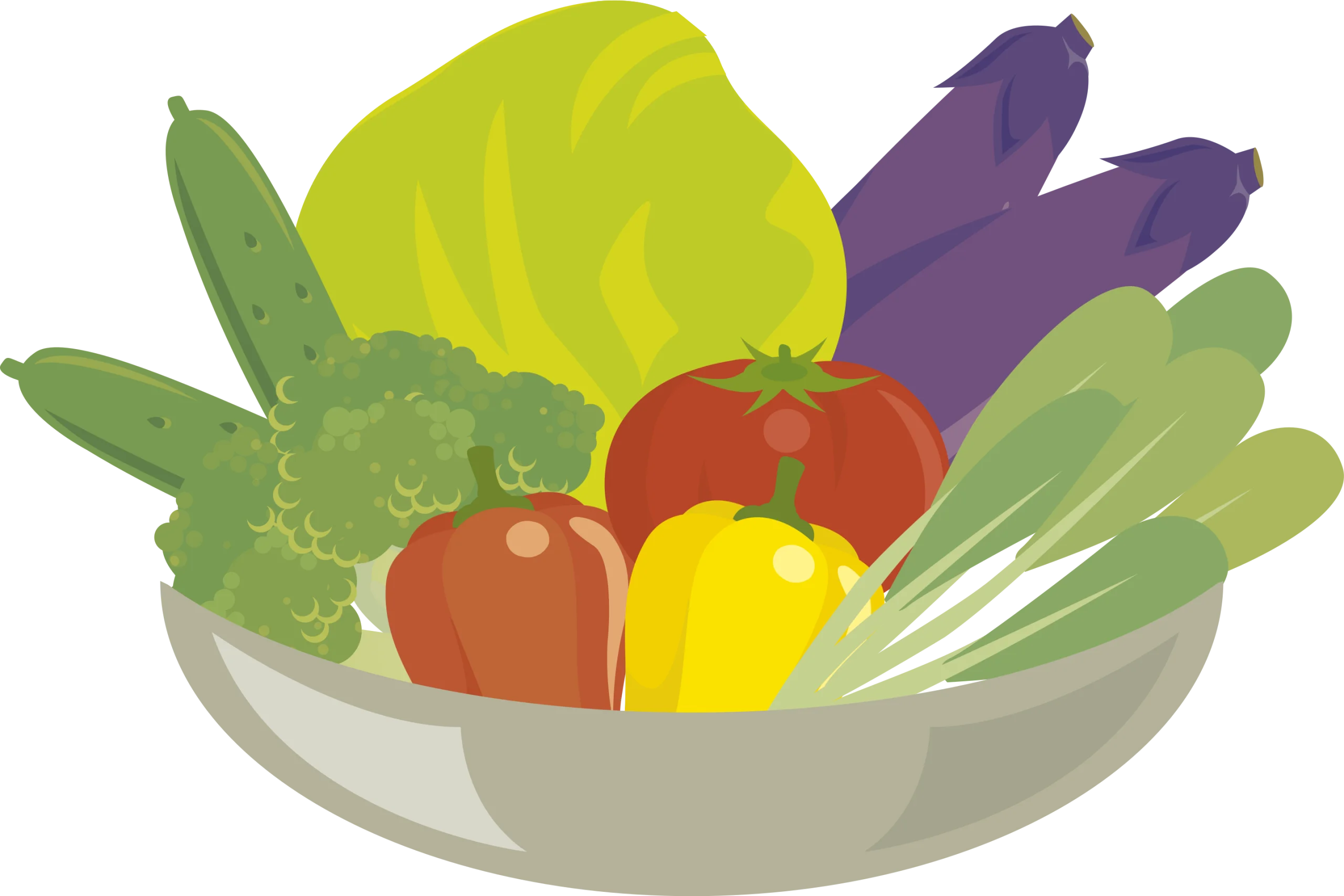 Fresh Harvest Bounty: A Colorful Assortment of Vegetables in a Stylized Clipart Illustration