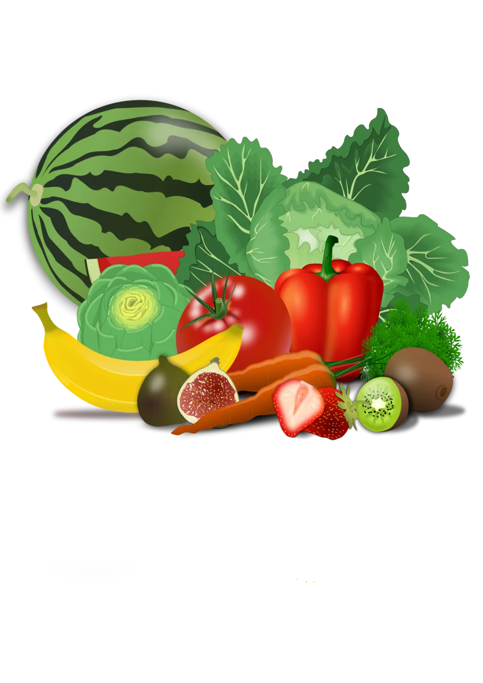 Fresh Harvest Bounty: A Colorful Collection of Fruits and Vegetables Clipart Illustration