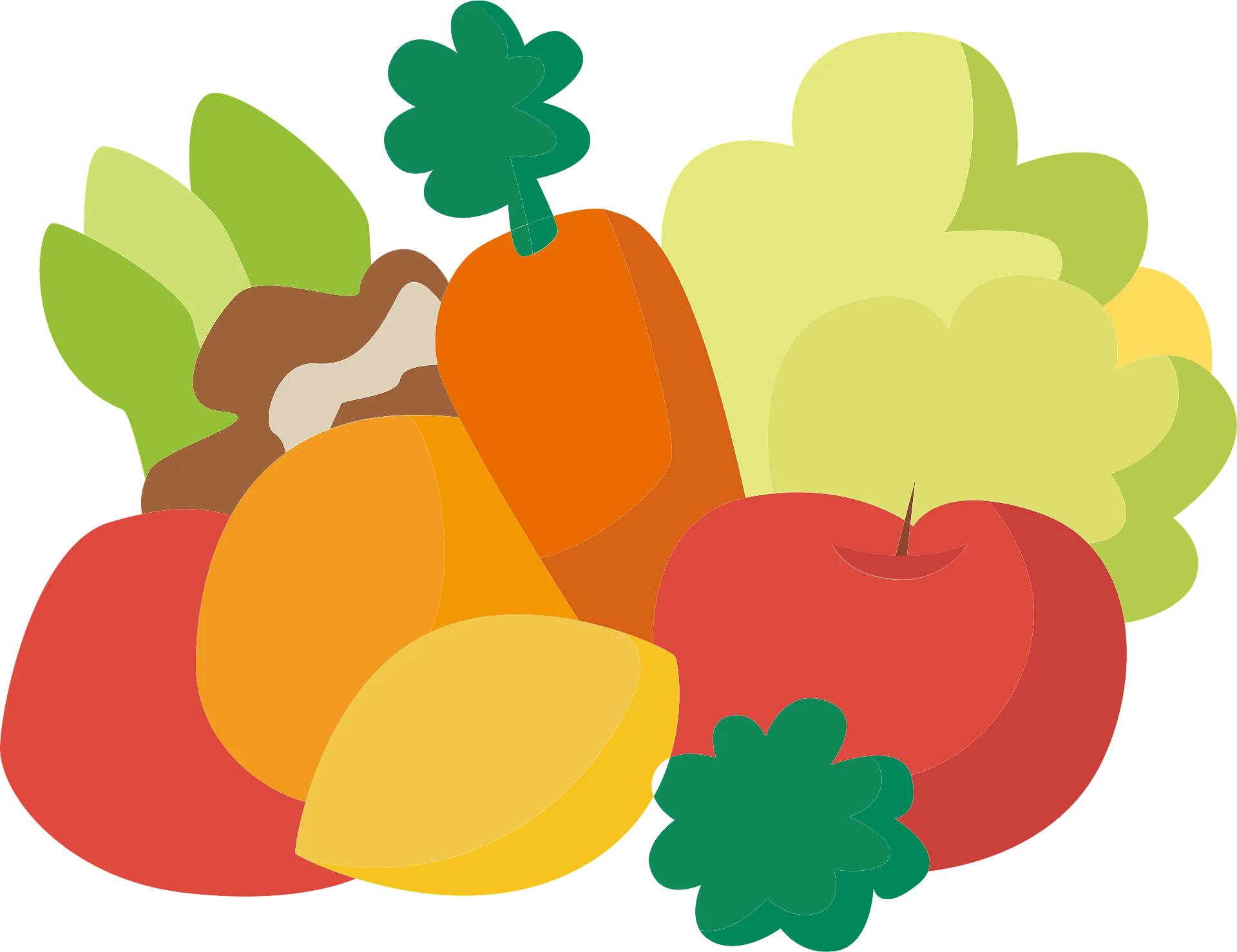 Fresh Harvest Bounty: Colorful Vegetables and Fruits Clipart Illustration