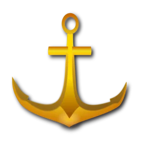 Golden Maritime Nautical Anchor Clipart Design with Sleek Metallic Finish