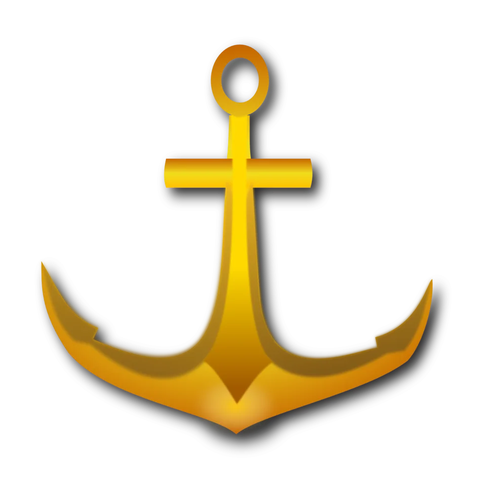 Golden Maritime Nautical Anchor Clipart Design with Sleek Metallic Finish