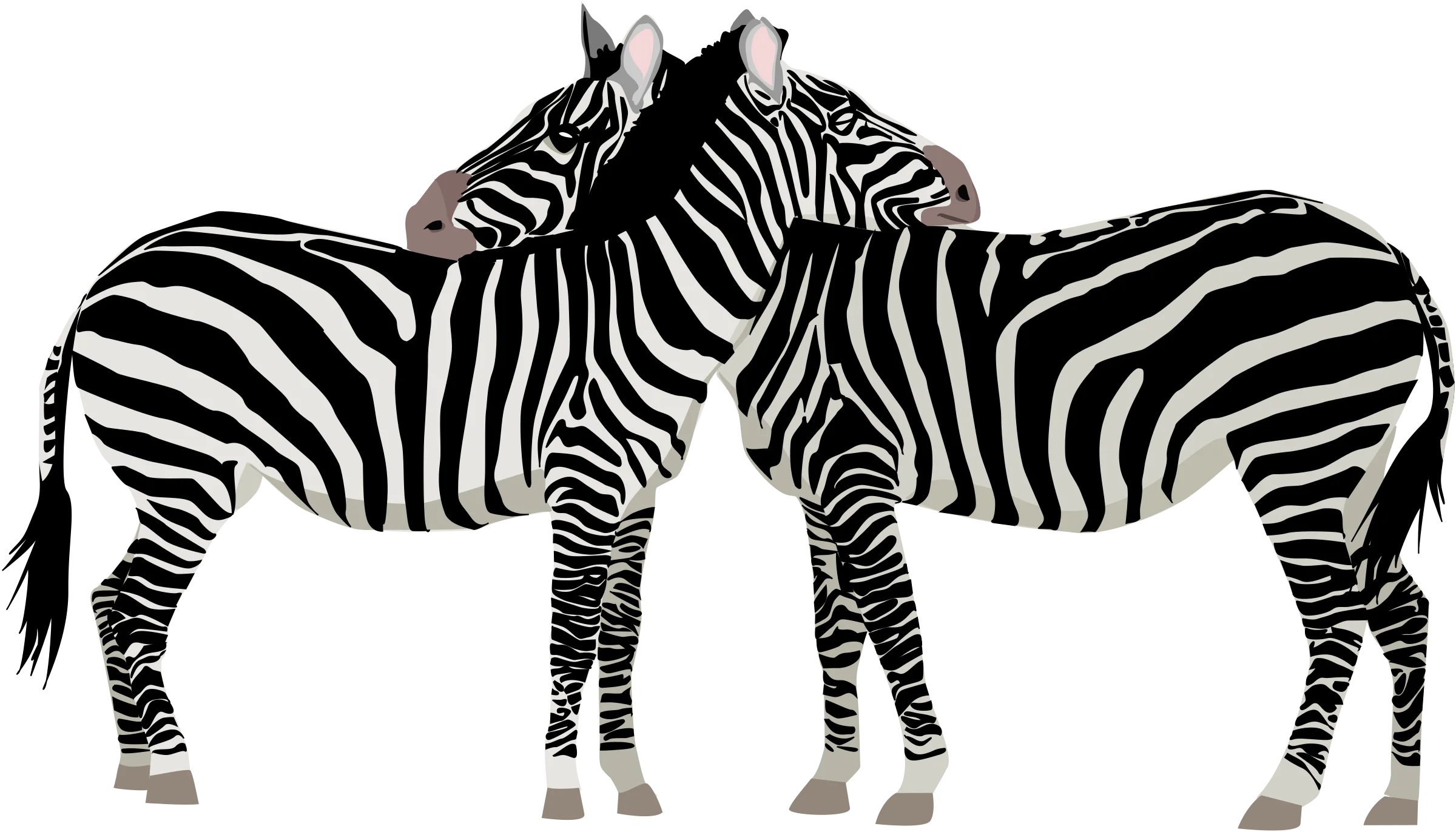 Minimalist Black and White Zebras Clipart - Stylized Graphic Design Illustration