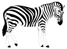 Monochromatic Zebra Clipart: Elegant Striped Silhouette of African Wildlife Design