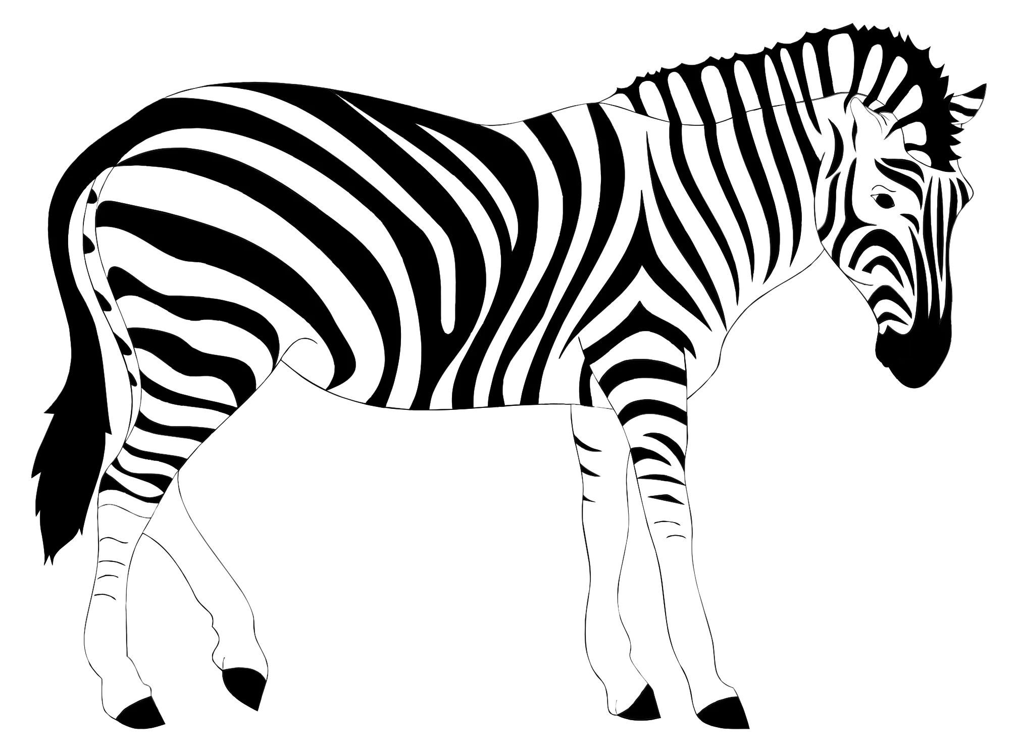 Monochromatic Zebra Clipart: Elegant Striped Silhouette of African Wildlife Design
