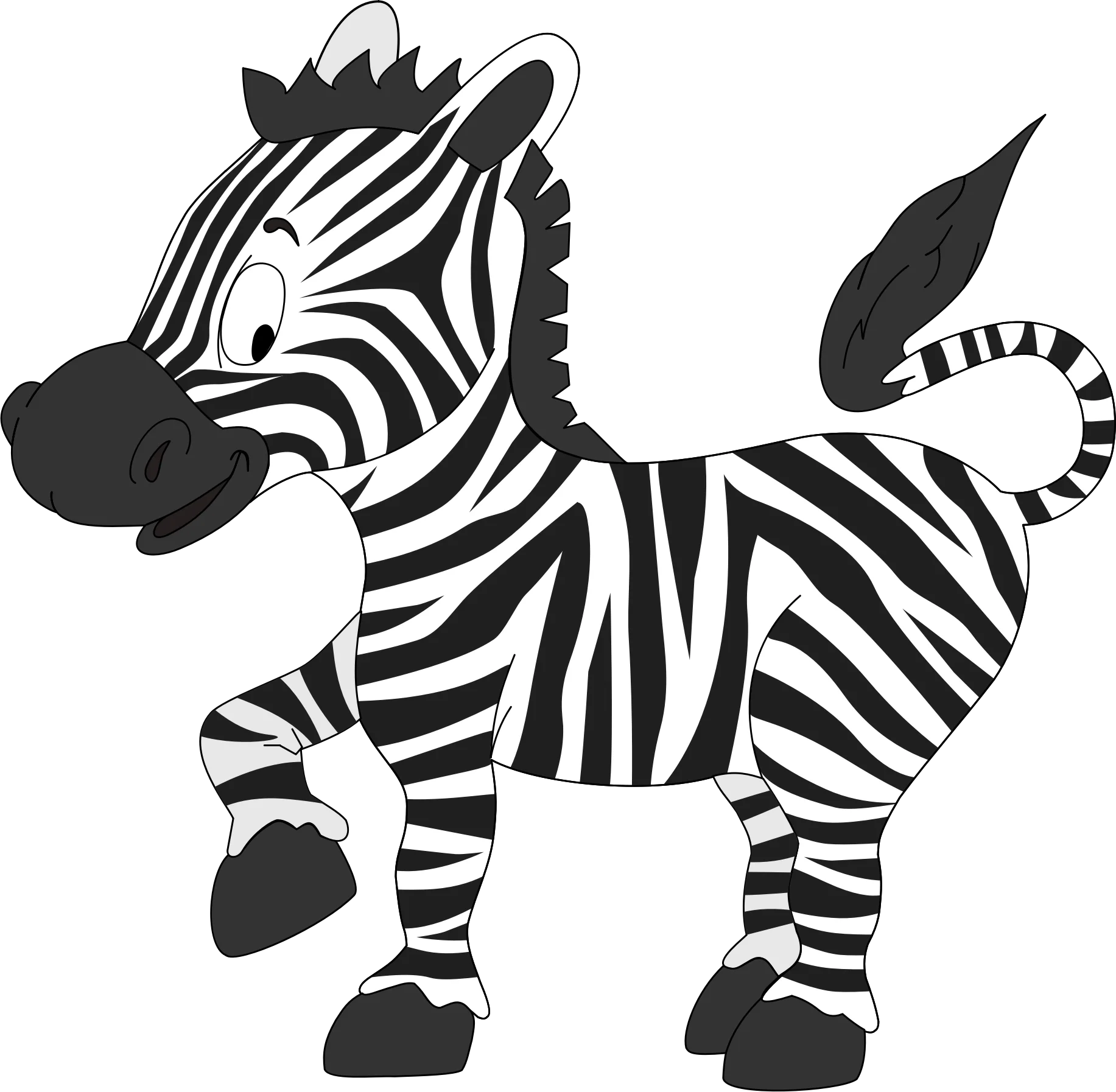 Playful Black and White Zebra Clipart Design for Kids and Graphic Projects